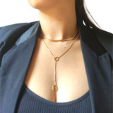 Kit Choker Fita Laminada + Gravatinha Coração Banhado A Ouro