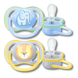 Kit Chupeta Ultra Air Dupla Leo Elefante 0 6m Avent Menino