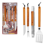 Kit Churrasco 4 Pçs Inox Cabo