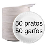 Kit Churrasco 50 Pratos Isopor 23cm