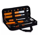 Kit Churrasco Aço Inox Faca Garfo Pegador Espatula Amolador 