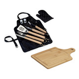 Kit Churrasco Inox C/ Avental Churrasqueiro + Tábua