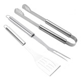 Kit Churrasco Pegador Espátula E Garfo Trinchante Chef Carne