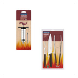 Kit Churrasco Tramontina Com Lâminas Inox Injetor De Tempero