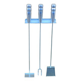 Kit Churrasqueira Com Rastelo + Pá + Garfo 59 Cm P/ Limpeza