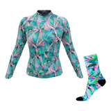 Kit Ciclismo Fem Marcio May Camisa Manga Longa Meia Ride