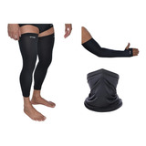 Kit Ciclismo Manguito Dedo Pernito E Bandana Tubular Uv50+