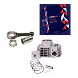 Kit Cilindro + Biela Pistao Anéis Pino Titan 150 Bros Motor