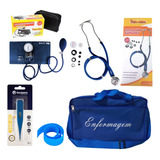 Kit Clássico Para Enfermagem Com Esfigmo E Esteto Azul