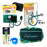 Kit Clássico Para Enfermagem Com Esfigmo E Esteto Verde