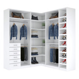 Kit Closet Em L Cab. Gav. Prat. Com Sapateira A 2,35 M445.b Cor Branco
