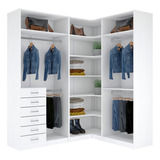 Kit Closet Em L Cabideiro Gaveteiro Prateleira A 2,35 M403.b Cor Branco
