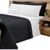 Kit Cobre Leito C/ Porta 3pçs Casal Queen Matelado C/ Forro Cor Preto
