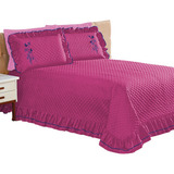 Kit Cobre Leito Casal Queen Size Fronha Babado Jogo 03 Peças Cor Rosa