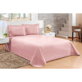 Kit Cobre Leito Veneza Queen 3 Peças Colcha Lisa Cama Box