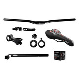 Kit Cockpit Guidão Canote Selim Alta Performance Vermelho