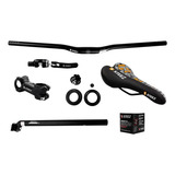 Kit Cockpit Guidão Direção Canote Selim Performance Laranja