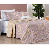 Kit Colcha Casal King Size Bouti 3 Peças Estampada Cor Lavanda