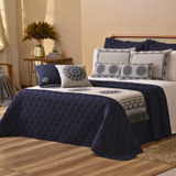 Kit Colcha Cobre Leito Casal Queen Turin 5 Peças 180 Fios Cor Azul-marinho Matelado