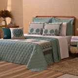 Kit Colcha Cobre Leito Casal Queen Turin 5 Peças 180 Fios Cor Verde Malva Matelado
