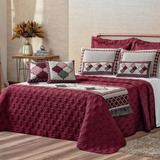 Kit Colcha Cobre Leito Casal Queen Turin 5 Peças 180 Fios Cor Vinho Matelado