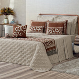 Kit Colcha Cobre Leito Casal Queen Turin 5 Peças 180 Fios