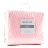 Kit Colcha Velvet Aveludado Rosa Cristal Casal 2,20m X 2,40m