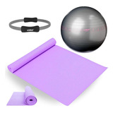 Kit Colchonete Lilas 1,73 M + Arco Anel + Bola Suiça 65 Cm