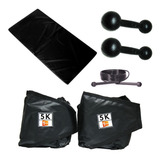 Kit Colchonete Preto+caneleira 5kgs+par De Halter 3kg+ Corda