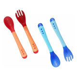 Kit Colher Garfo Bebê Termossensível Silicone