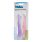 Kit Colher Silicone Anatômica 2 Un Rosa/lilás 6m+ Buba