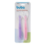Kit Colher Silicone Anatômica 2 Un Rosa/lilás 6m+ Buba