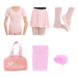 Kit Collant Manga Ballet Adulto Bailarina 6peças C/bolsa