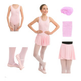 Kit Collant Regata Ballet Balé Bailarina Uniforme 5 Peças