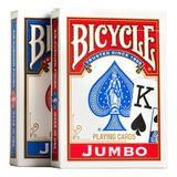 Kit Com 02 Baralhos Bicycle Jumbo Número Naipe Grande (par) Cor Do Dorso Azul E Vermelho Idioma Universal