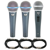 Kit Com 02 Microfones Rhodon-8 + 1 Rhodon-8b Cabos Xlr-p10