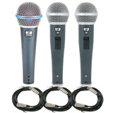 Kit Com 02 Microfones Rhodon-8b + 1 Rhodon-8 Cabos Xlr-xlr