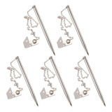 Kit Com 05 Caneta Com Corrente Fixa Suporte Para Balcão Mesa