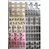Kit Com 06 Cartelas De Películas Em Gel Cromadas Para Unhas