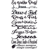 Kit Com 10 Adesivos Evangelico Gospel 24x4cm Cada Moto Carro Cor Preto