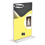 Kit Com 10 Display Expositor Acrílico T A6 10x15cm Vertical