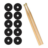 Kit Com 10 Feltros Para Pratos De Bateria + 1 Par Baquetas