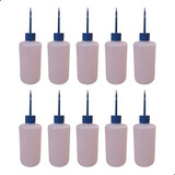 Kit Com 10 Pissetas Plástica Almotolia Lisa 500ml Bico Reto