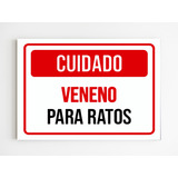 Kit Com 10 Placas De Aviso Cuidado Veneno De Rato Mdf 20x29