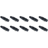 Kit Com 10 Plug Conector Xlr Fêmea Hjh Preto Prof. Hx 084