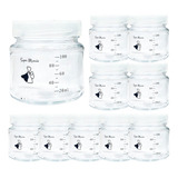 Kit Com 10 Potes De Vidro P Leite Materno C/ Graduação 100ml