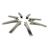 Kit Com 100 Bico De Pato Presilha Jacaré 4,5 Cm Metal Prata 