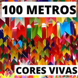 Kit Com 100 Metros Bandeirinha Bandeira Festa Junina Arraiá Cor Coloridas 100m Papel