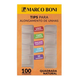 Kit Com 100 Tips De Alongamento De Unhas Quadrada Natural Cor Branco Liso