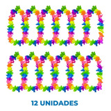 Kit Com 12 Colares Havaiano Fantasia Festa Carnaval Colorido